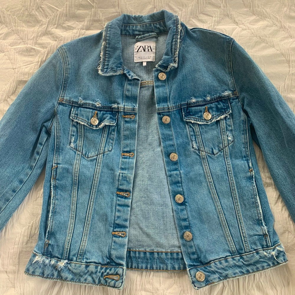 ZARA distressed denim jacket